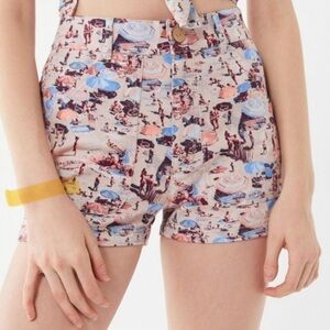 F36. Urban Outfitters beach print denim shorts, size 25, NWT
